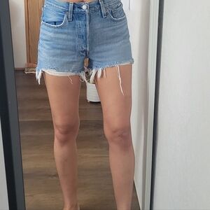 Levi's 501 Blue Jean Shorts High-Waisted Distressed